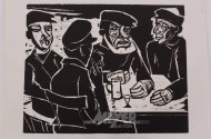 Linolschnitt 'In der Kneipe'
