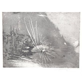 Paar Radierungen 'Igelfisch' u. 'Ohne Titel (kl. Boot)'