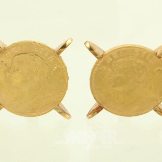 Paar Manschettenknöpfe, jew. mit Goldmünze