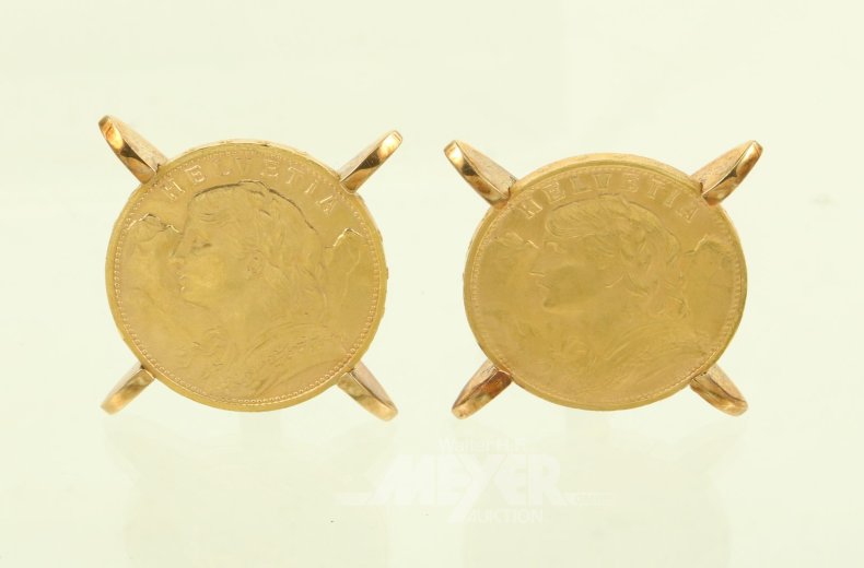 Paar Manschettenknöpfe, jew. mit Goldmünze