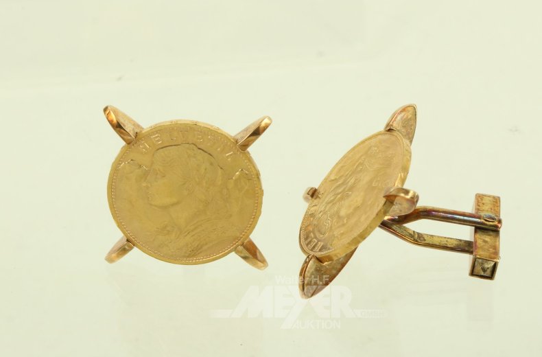 Paar Manschettenknöpfe, jew. mit Goldmünze