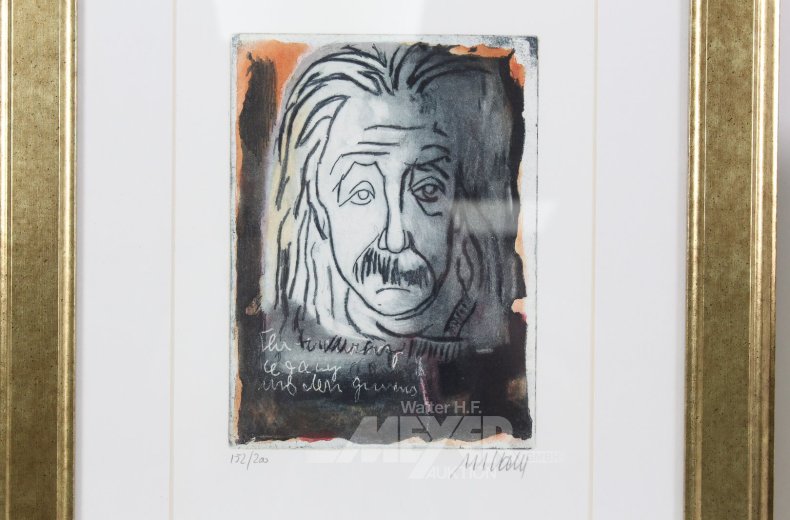 Farbradierung 'Albert Einstein'
