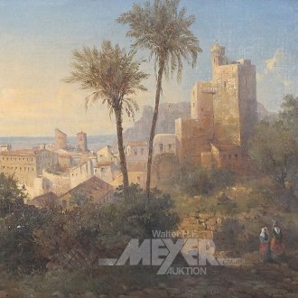 Gemälde "Sicht über orientalische Küstenstadt"