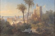 Gemälde "Sicht über orientalische Küstenstadt"