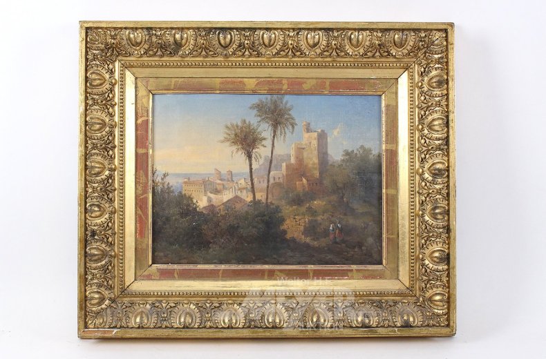Gemälde "Sicht über orientalische Küstenstadt"