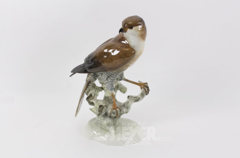 Porzellanfigur "Sperber auf Ast"