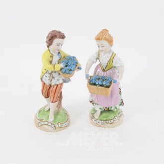 2 Porzellanfiguren "Blumenverkäufer"