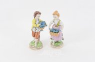 2 Porzellanfiguren "Blumenverkäufer"