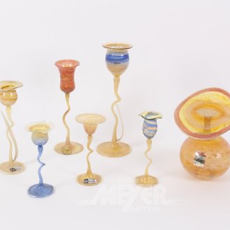 7 Teile versch. filigranes mundgeblasenes Kunstglas