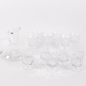 13 Teile Glas und Kristall, best. aus: