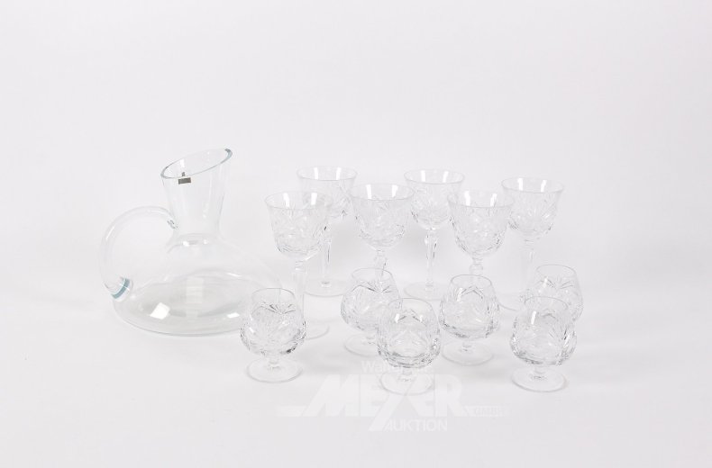 13 Teile Glas und Kristall, best. aus: