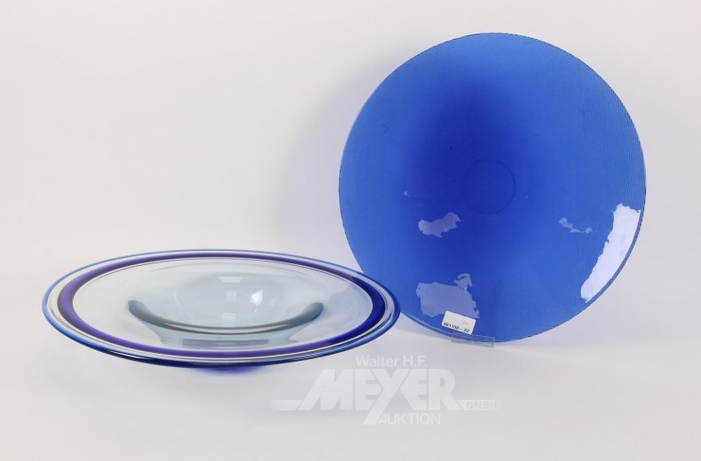 gr. Obstschalen, rund, blaues Glas