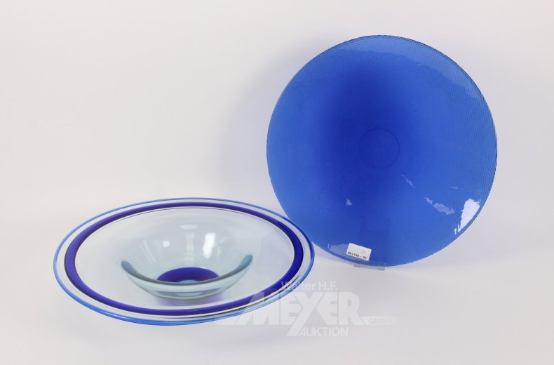 gr. Obstschalen, rund, blaues Glas