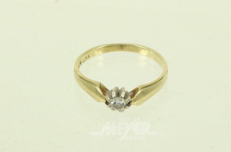 Solitärring mit Brillant von ca. 0,10ct