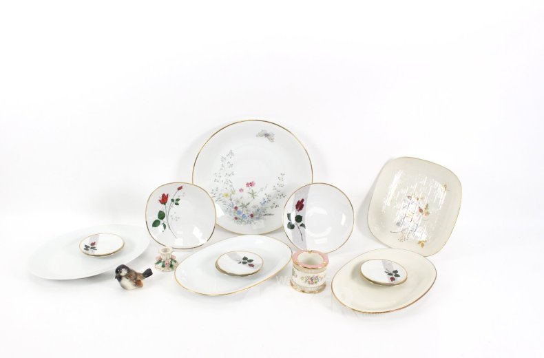 Konvolut Kristall, Porzellan u. Metallschalen: