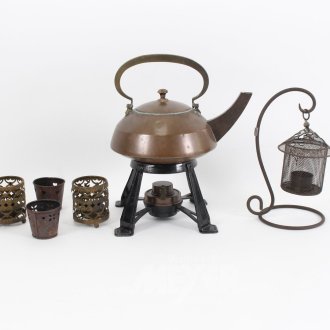 Kupferkessel im Art Déco-Stil mit Stövchen