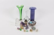 Posten Mineralien und Glasdekoration
