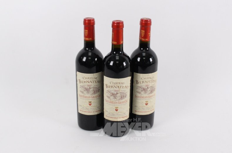 3 Flaschen Rotwein, Jahrgang 2002