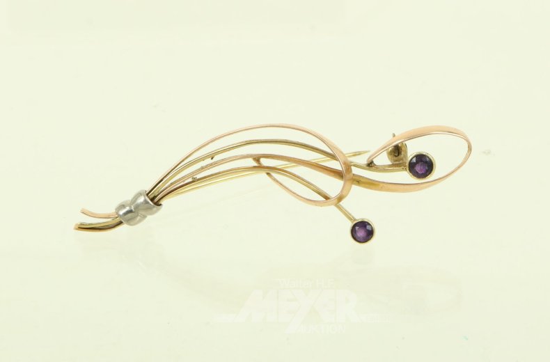 Brosche mit 2 kl. Amethysten