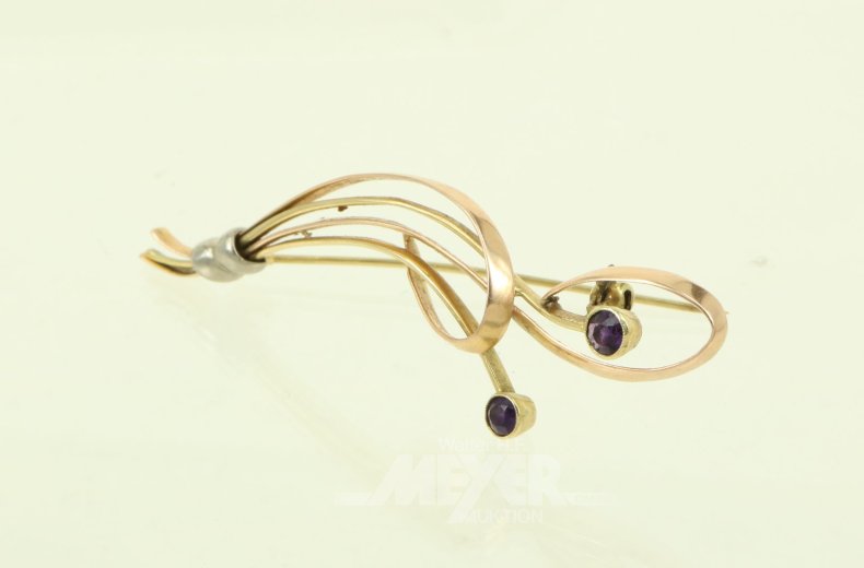 Brosche mit 2 kl. Amethysten