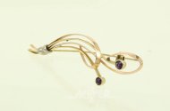 Brosche mit 2 kl. Amethysten