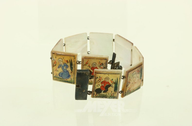 Gliederarmband aus Perlmutt mit persischer Miniaturmalerei