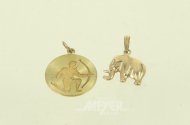 2 Kettenanhänger "Elefant" u. "Sternzeichen Schütze"