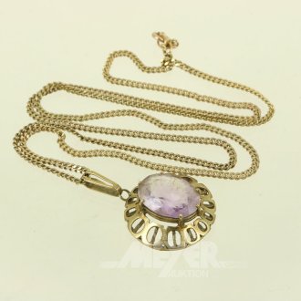 Gliederkette mit Anhänger, besetzt mit Amethyst