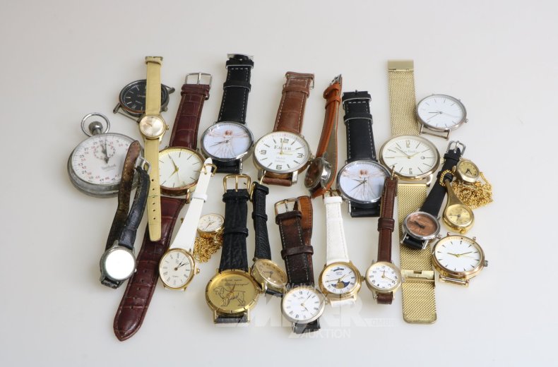 21 versch. Armband- u. Anhängeruhren