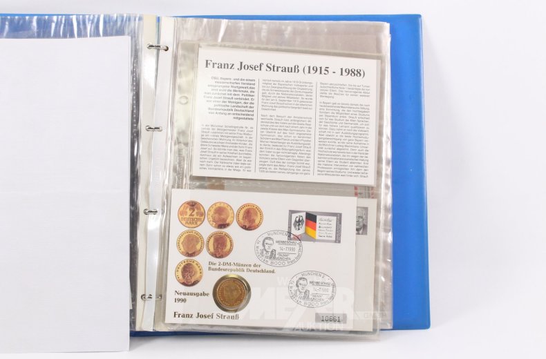 2 Sammelalben mit Numisblättern u. Sonderprägungen