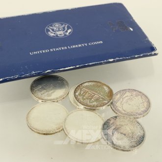 kl. Konvolut Silbermünzen u. 1 USA-Kursmünzensatz von 1968