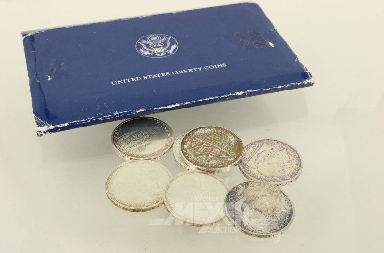 kl. Konvolut Silbermünzen u. 1 USA-Kursmünzensatz von 1968
