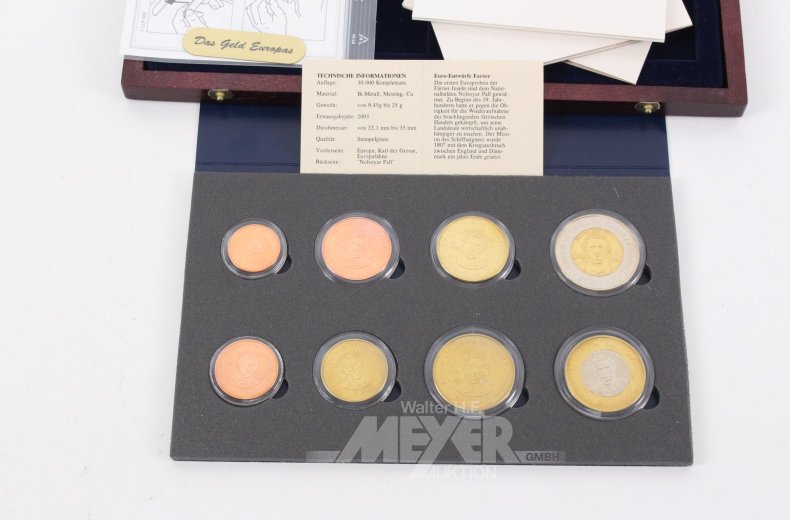 Konvolut Sonderprägungen 'Das neue Gold Europas' u. 'Euro-Entwürfe Faröer'