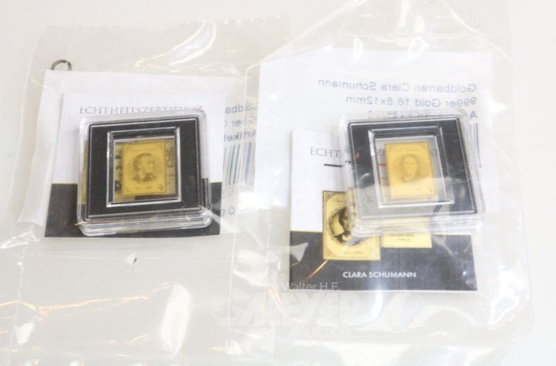 9 Goldmünzbarren Republik Tschad 3000 Francs zu je 1/1000 oz
