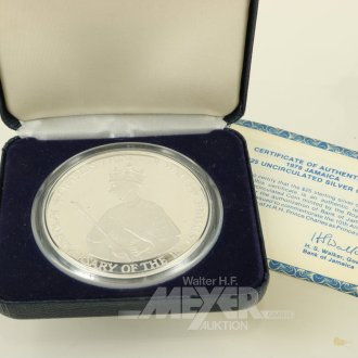 Silbermünze Jamaica 25 Dollars '10. Jahrestag der Investitur von Prinz Charles' 1979