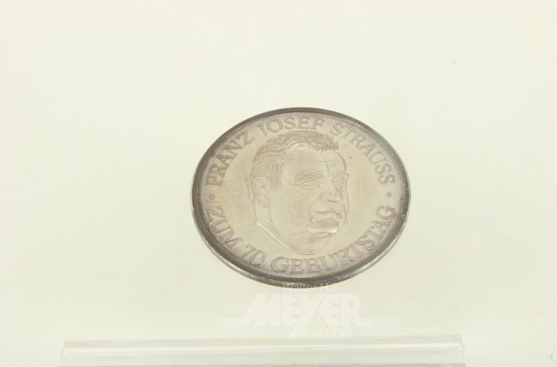 Feinsilbermedaille zum 70. Geburtstag von Franz Josef Strauss