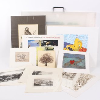 Mappe mit div. Druckgrafiken u. Kunstdrucken
