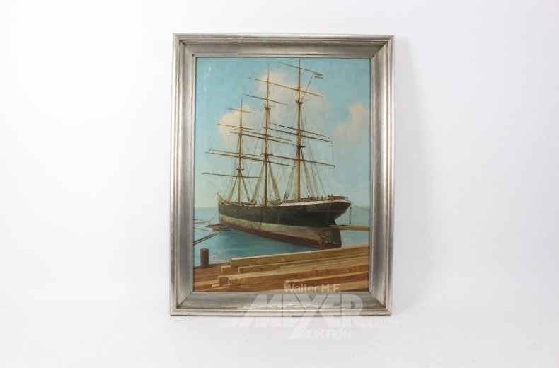 Gemälde "Dreimaster im Hafen"