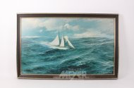 2 Drucke "Schiff im Hafen - Segler auf hoher See"