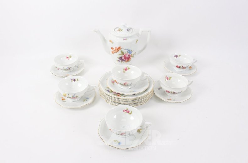 Porzellan Kaffee-Service, 19 teilig