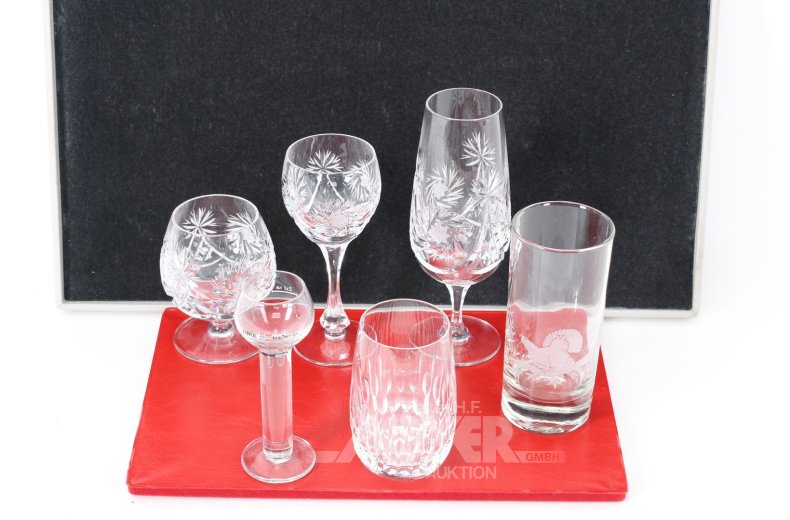 gr. Posten Kristall-Gläser: Bier, Cognac, Linie, Longdrink, Wein