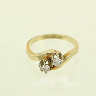 Ring mit 2 kl. Brillanten von je ca. 0,10ct