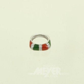 Ring mit grünem u. rotem Farbstein