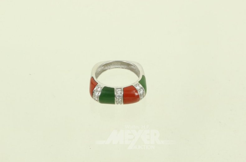 Ring mit grünem u. rotem Farbstein
