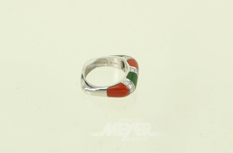 Ring mit grünem u. rotem Farbstein