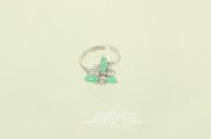 Ring mit Chrysopras u. 10 kl. Brillanten von ges. ca. 0,44ct