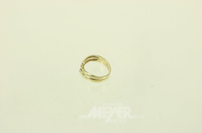 Ring mit 2 Farbsteinen u. 2 kl. Brillanten