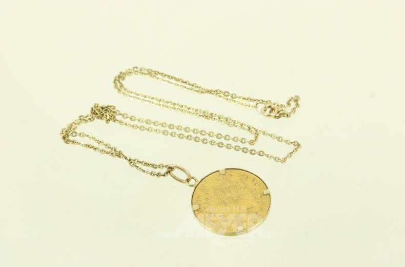 Kette mit Goldmünze Österreich 1 Dukat 1915 NP
