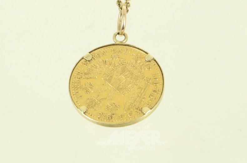 Kette mit Goldmünze Österreich 1 Dukat 1915 NP