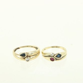 2 Ringe mit bunten Farbsteinen